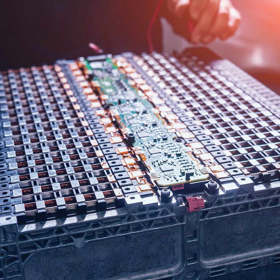 Batterie eines Elektrofahrzeugmotors.